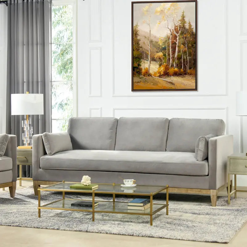 84" Velvet Track Arm Sofa