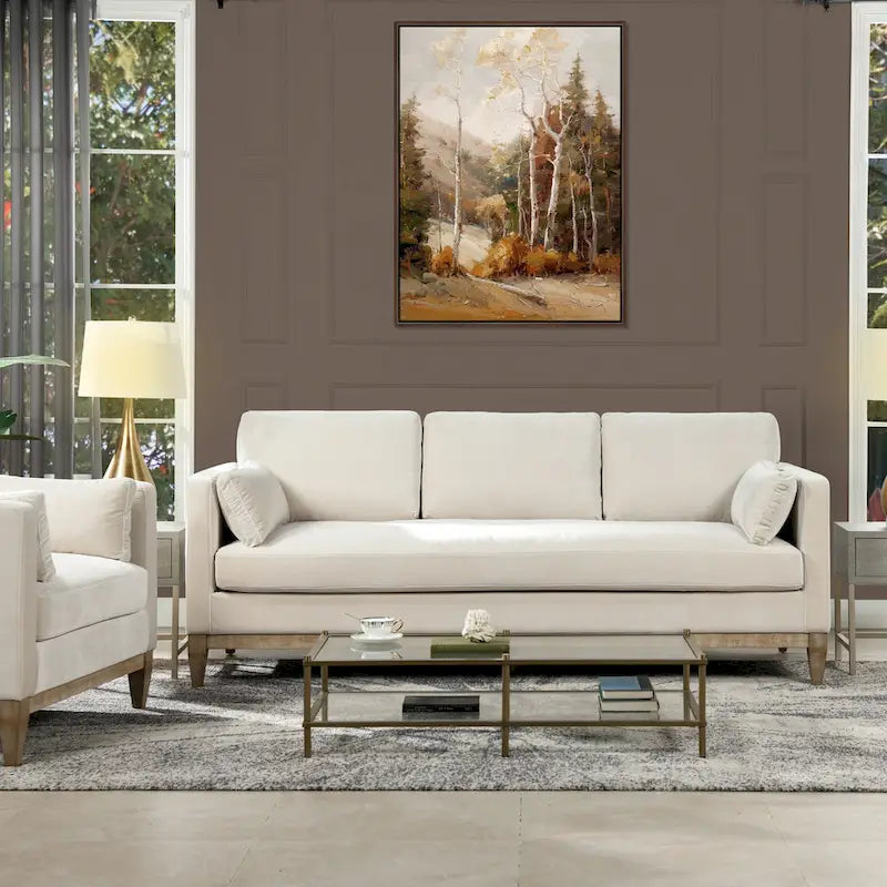 84" Velvet Track Arm Sofa