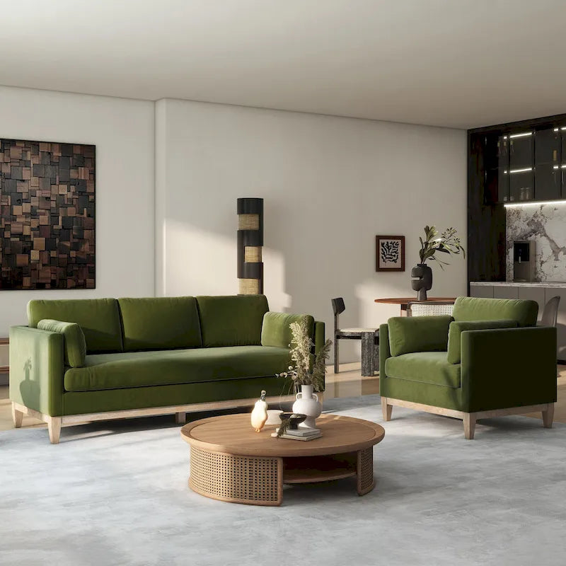 84" Velvet Track Arm Sofa
