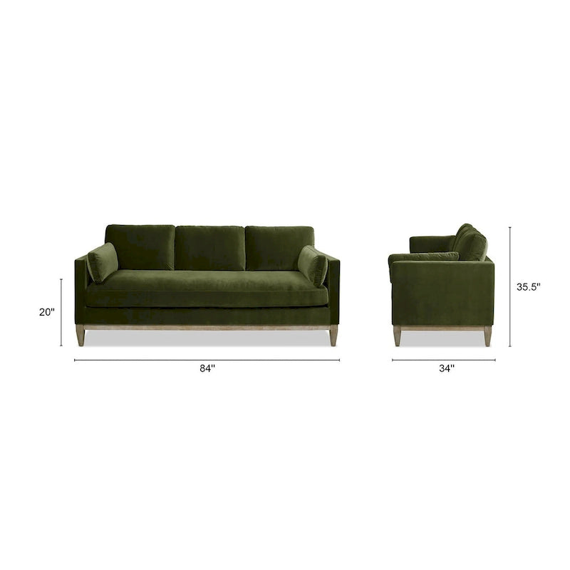 84" Velvet Track Arm Sofa