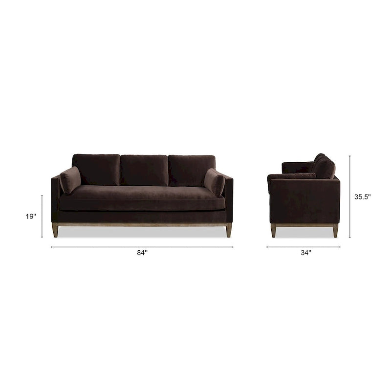 84" Velvet Track Arm Sofa