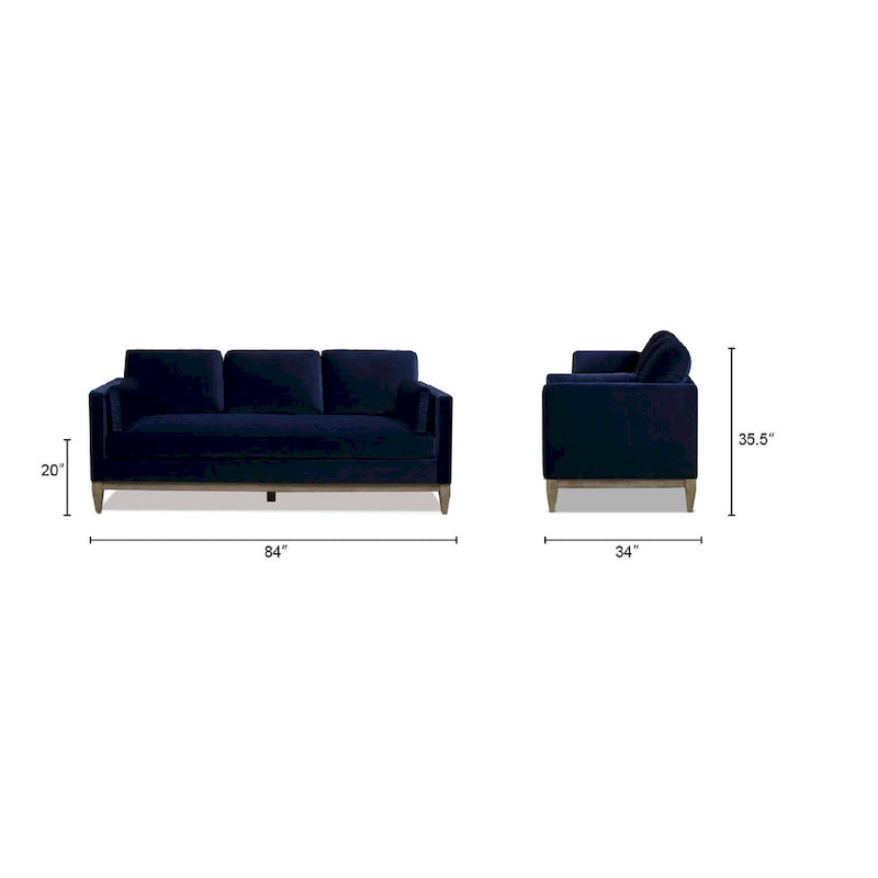 84" Velvet Track Arm Sofa