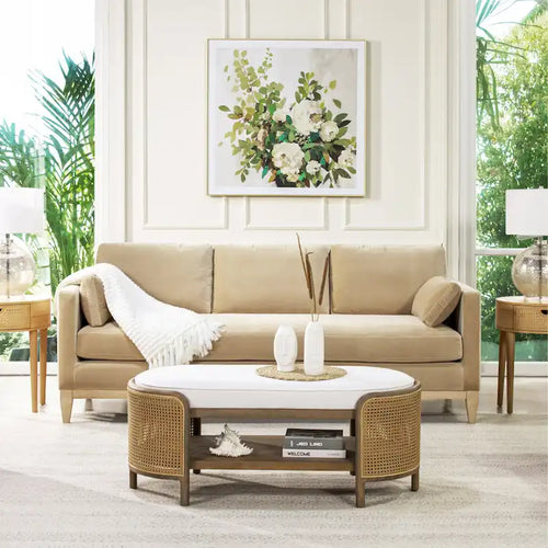 84" Velvet Track Arm Sofa