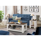 Modern Coffee Table with End Tables - Brown Wood Finish