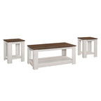 Modern Coffee Table with End Tables - Brown Wood Finish