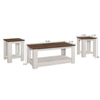 Modern Coffee Table with End Tables - Brown Wood Finish