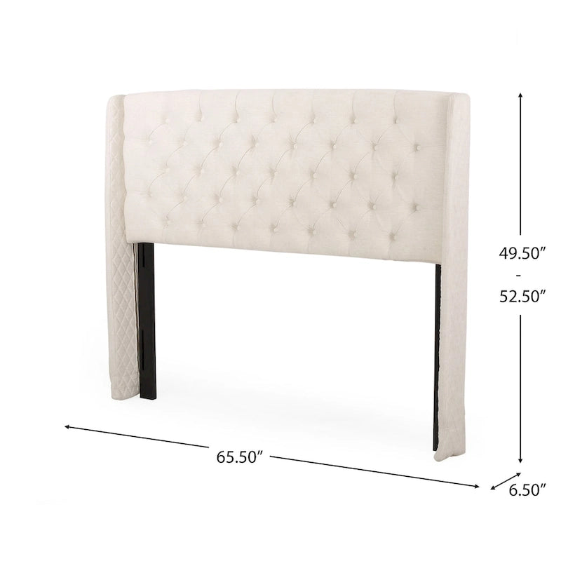 Queen Wingback Headboard - Button Tufted Diamond Stitch