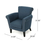 Modern roll-up club chair, adorned with rivet details