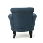 Modern roll-up club chair, adorned with rivet details