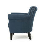 Modern roll-up club chair, adorned with rivet details