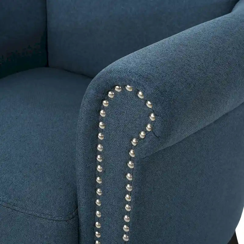 Modern roll-up club chair, adorned with rivet details