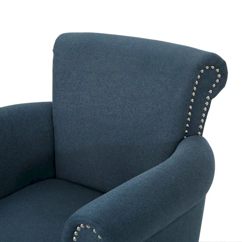 Modern roll-up club chair, adorned with rivet details