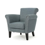 Modern roll-up club chair, adorned with rivet details