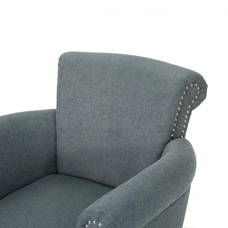 Modern roll-up club chair, adorned with rivet details