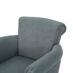 Modern roll-up club chair, adorned with rivet details