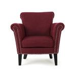 Modern roll-up club chair, adorned with rivet details