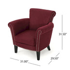 Modern roll-up club chair, adorned with rivet details
