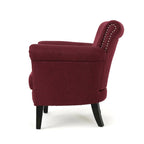 Modern roll-up club chair, adorned with rivet details