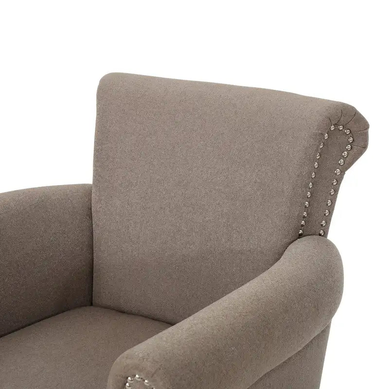 Modern roll-up club chair, adorned with rivet details