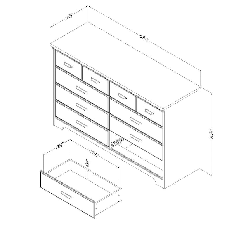 8-Drawer Dresser - Grey Maple/Weathered Oak