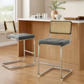 Brown Faux Leather Counter Stool with Chrome Frame