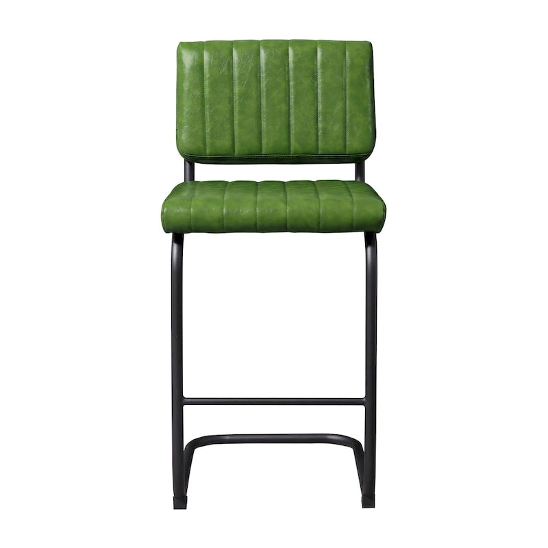 Brown Faux Leather Counter Stool with Chrome Frame