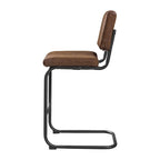 Brown Faux Leather Counter Stool with Chrome Frame
