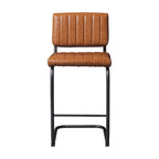 Brown Faux Leather Counter Stool with Chrome Frame