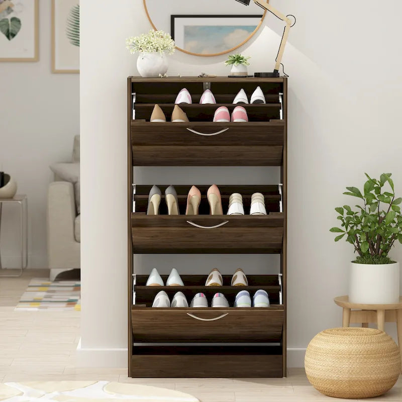 Shoe Cabinet with Flip Drawer for Entryway Rack Storage Organizer
