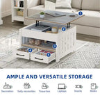 Square Lift Top Coffee Table - White & Gray Wood