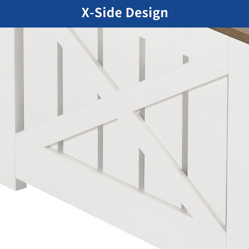 Square Lift Top Coffee Table - White & Gray Wood