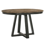 Harper Round Counter Table with Trestle-styled based, Brushed Brown & Pecan