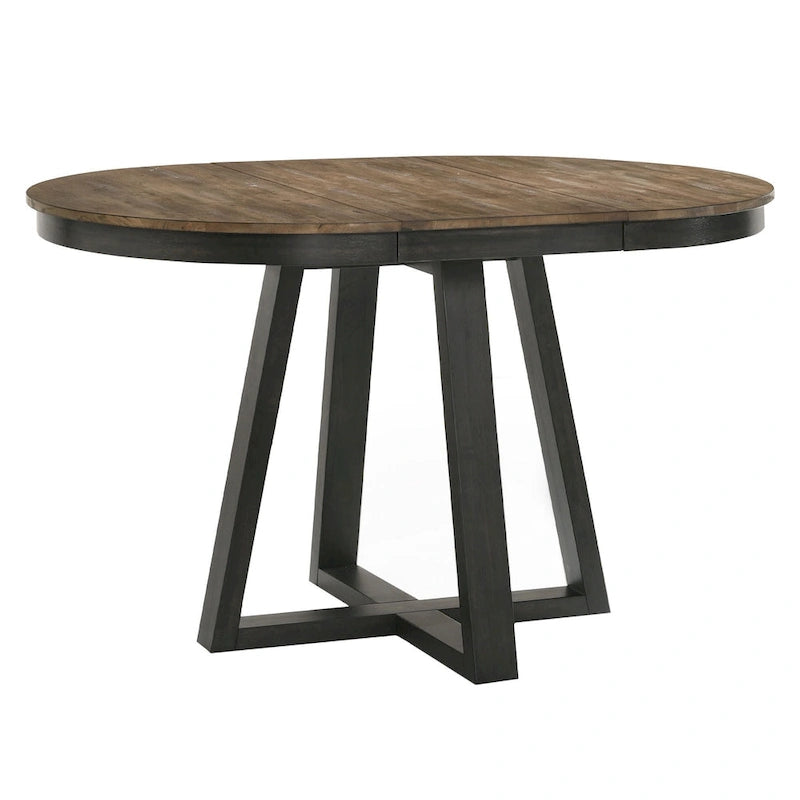 Harper Round Counter Table with Trestle-styled based, Brushed Brown & Pecan
