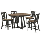 Round Counter Table, Brushed Brown & Pecan, Trestle Base, 4-6 People