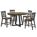 Round Counter Table, Brushed Brown & Pecan, Trestle Base, 4-6 People