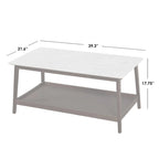 White Faux Marble Coffee Table with Walnut Legs