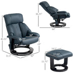 Gray Massage Recliner Chair with Footstool, 360° Swivel, Single Seat