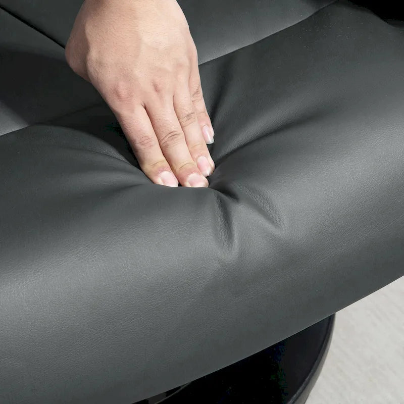 Gray Massage Recliner Chair with Footstool, 360° Swivel, Single Seat