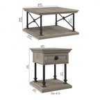Black Square Coffee Table with 2 End Tables