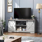 Evelynn TV Stand Sliding Barn Door Farmhouse Wood Entertainment Center for TVs Up to 65  White