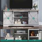 White Sliding Barn Door TV Stand for Up to 65 Inch TVs