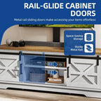 White Sliding Barn Door TV Stand for Up to 65 Inch TVs