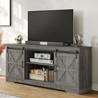 White Sliding Barn Door TV Stand for Up to 65 Inch TVs