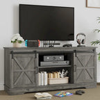 White Sliding Barn Door TV Stand for Up to 65 Inch TVs