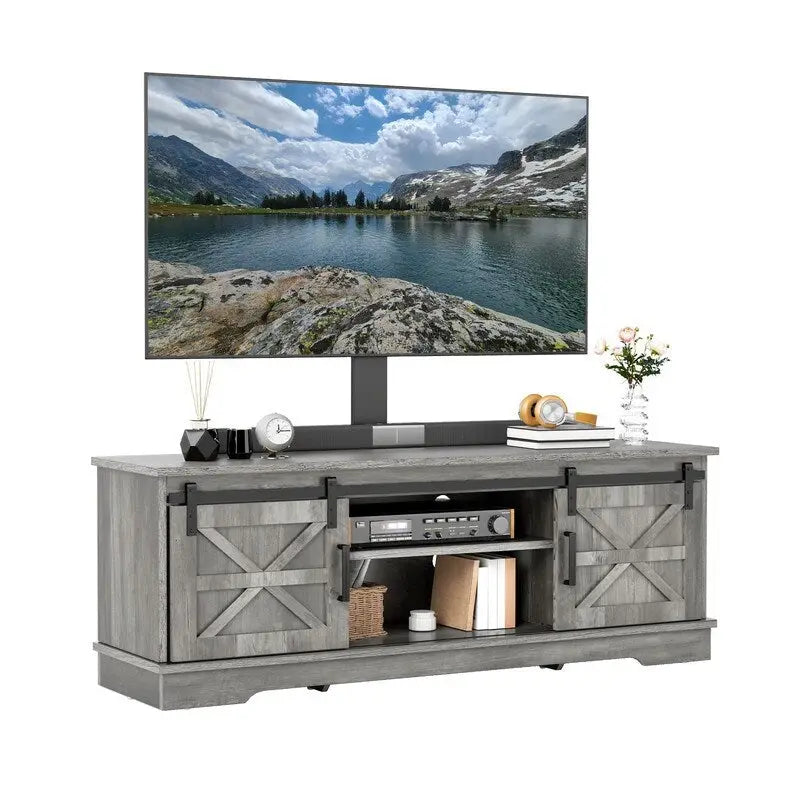 White Sliding Barn Door TV Stand for Up to 65 Inch TVs