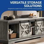White Sliding Barn Door TV Stand for Up to 65 Inch TVs