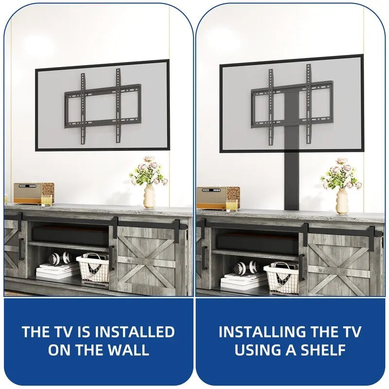 White Sliding Barn Door TV Stand for Up to 65 Inch TVs