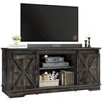 White Sliding Barn Door TV Stand for Up to 65 Inch TVs