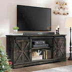 White Sliding Barn Door TV Stand for Up to 65 Inch TVs
