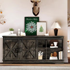 White Sliding Barn Door TV Stand for Up to 65 Inch TVs